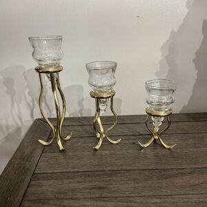 Stylish Gold Candle Holder Trio